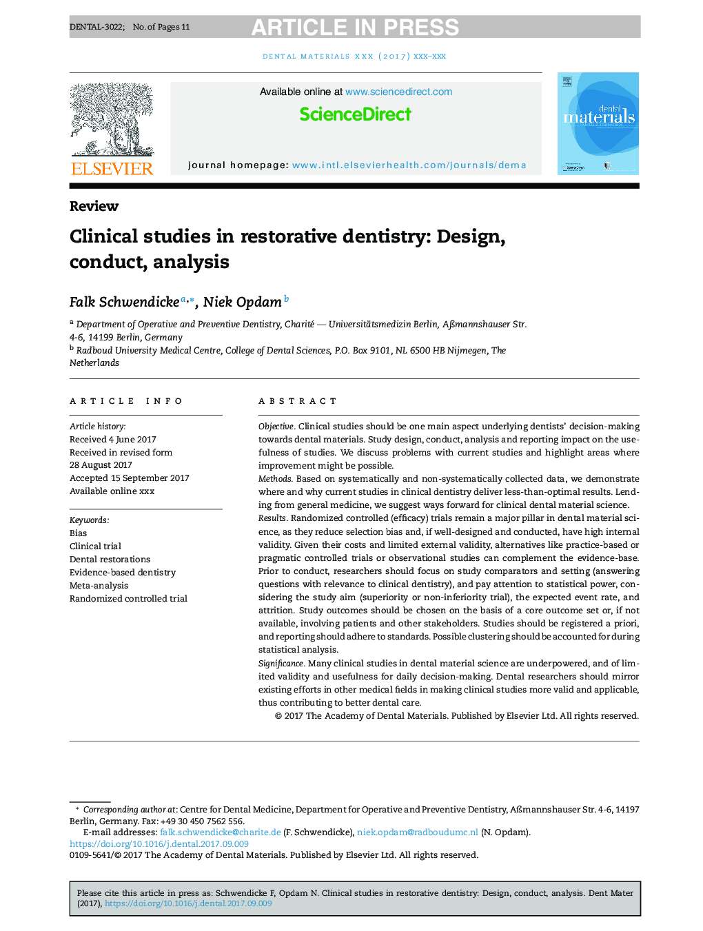 مطالعات بالینی در دندانپزشکی ترمیمی: طراحی، انجام، تجزیه و تحلیل 