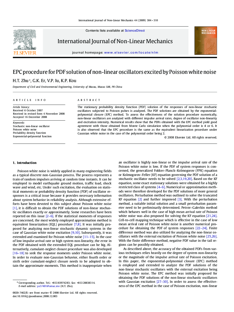 EPC procedure for PDF solution of non-linear oscillators excited by Poisson white noise