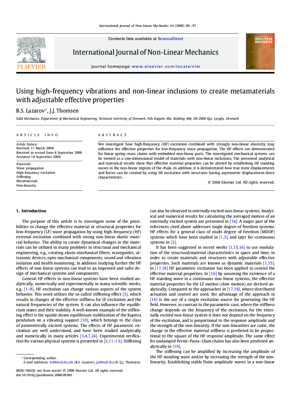 Using high-frequency vibrations and non-linear inclusions to create metamaterials with adjustable effective properties