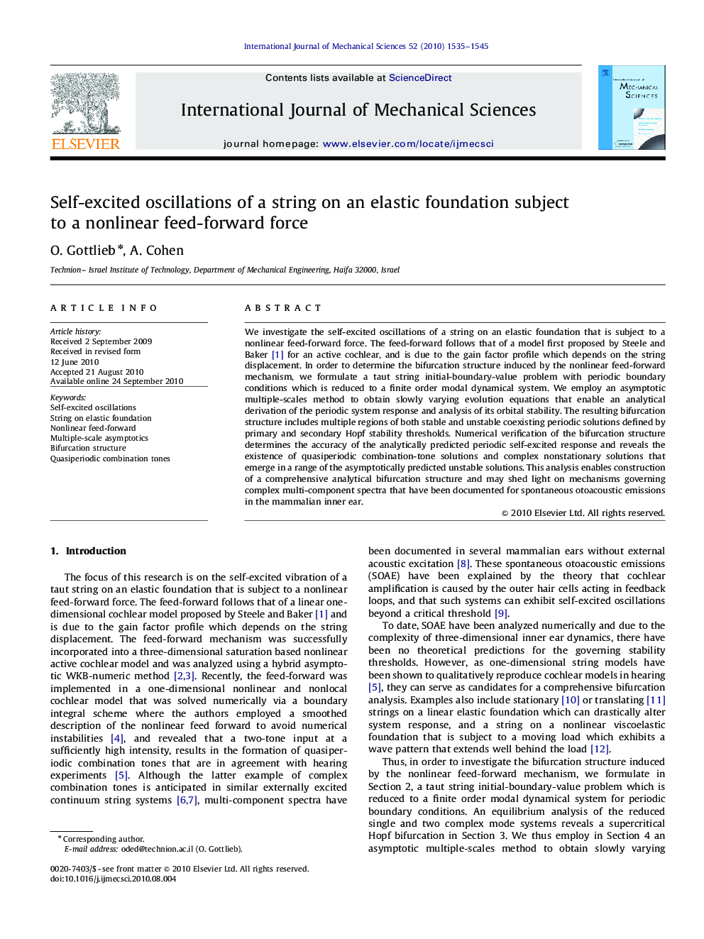 Self-excited oscillations of a string on an elastic foundation subject to a nonlinear feed-forward force