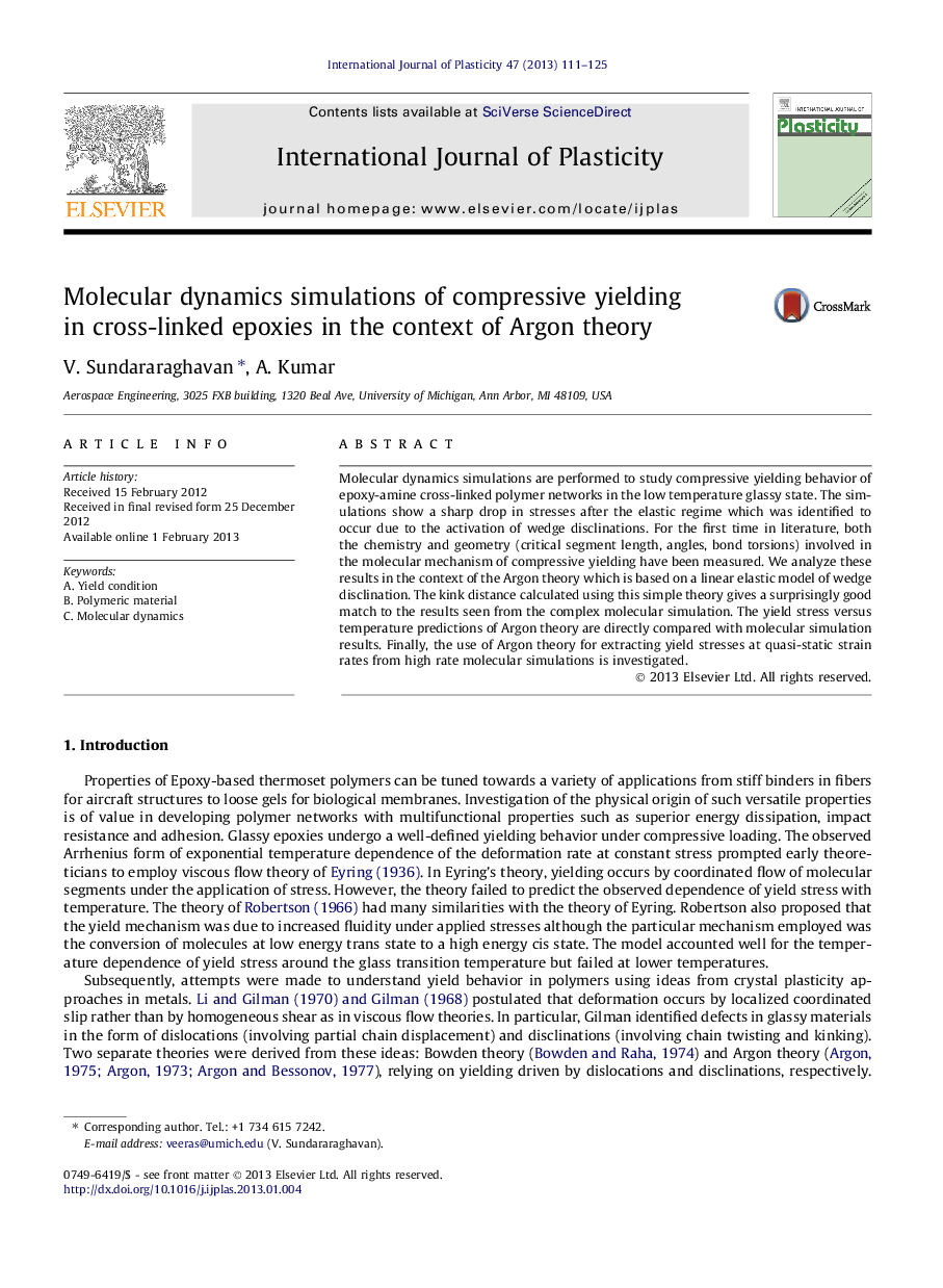 Molecular dynamics simulations of compressive yielding in cross-linked epoxies in the context of Argon theory