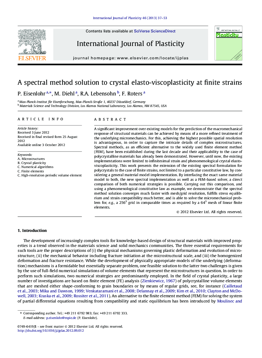 A spectral method solution to crystal elasto-viscoplasticity at finite strains