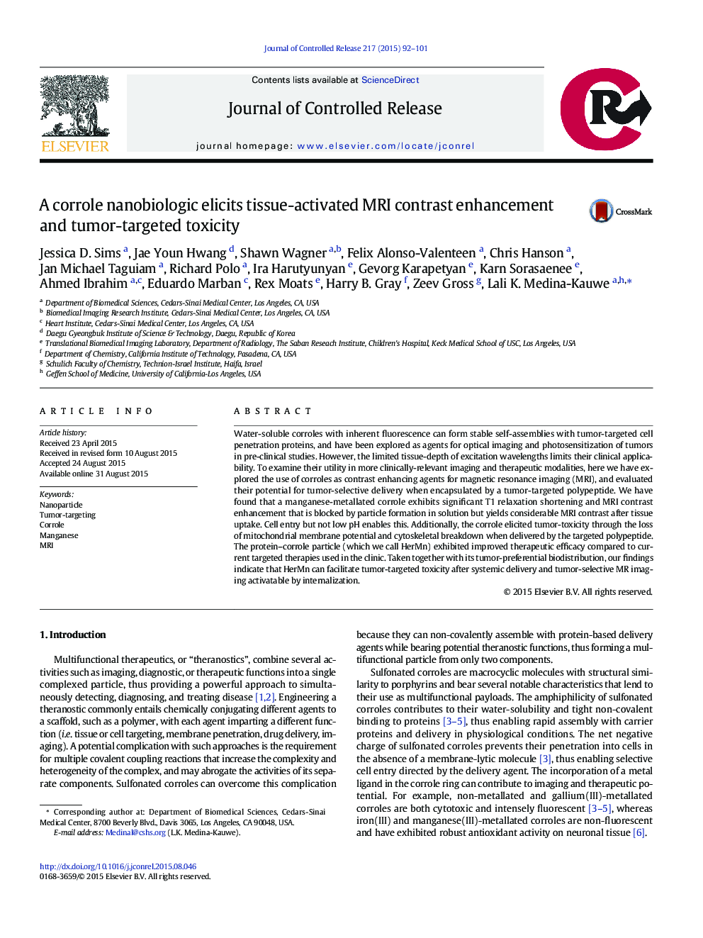 A corrole nanobiologic elicits tissue-activated MRI contrast enhancement and tumor-targeted toxicity