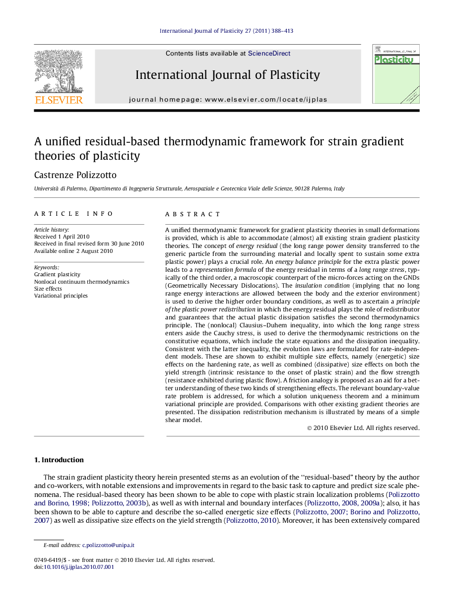 A unified residual-based thermodynamic framework for strain gradient theories of plasticity