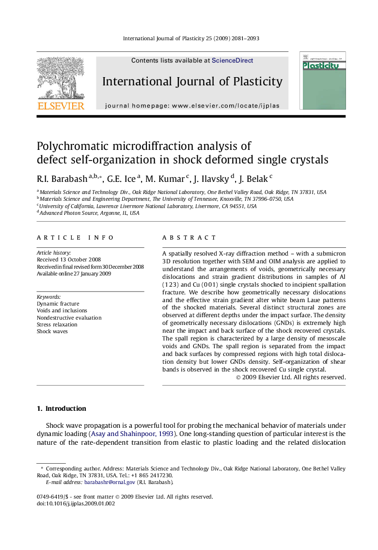 Polychromatic microdiffraction analysis of defect self-organization in shock deformed single crystals