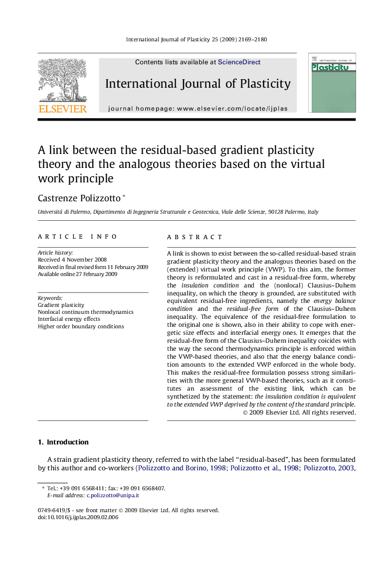 A link between the residual-based gradient plasticity theory and the analogous theories based on the virtual work principle