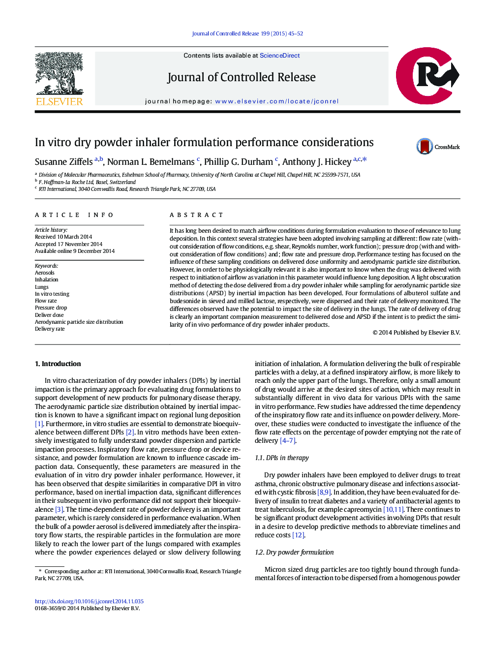 عکس صفحه اول مقاله: In vitro dry powder inhaler formulation performance considerations In vitro dry powder inhaler formulation performance considerations