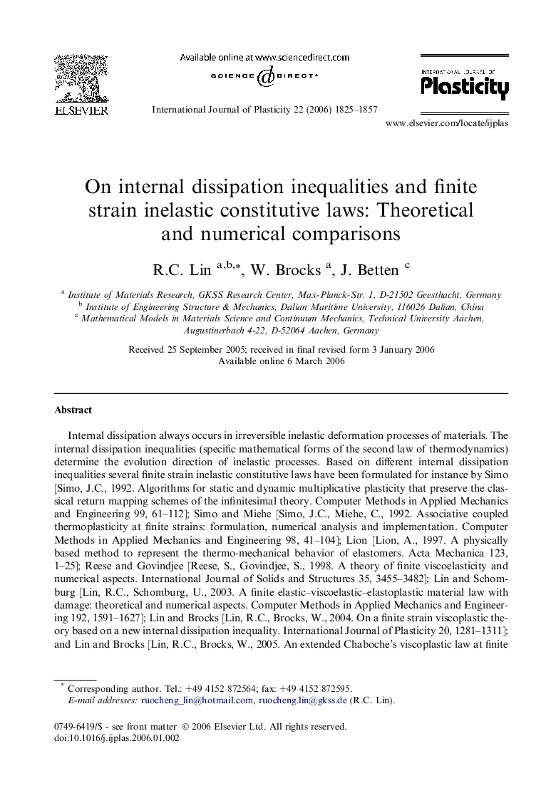 On internal dissipation inequalities and finite strain inelastic constitutive laws: Theoretical and numerical comparisons