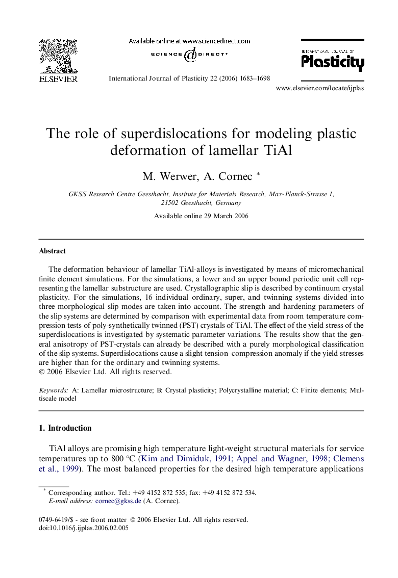 The role of superdislocations for modeling plastic deformation of lamellar TiAl