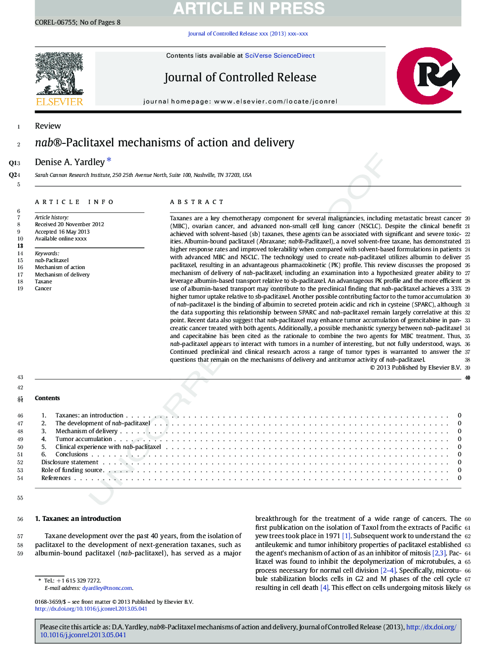 nab-Paclitaxel mechanisms of action and delivery