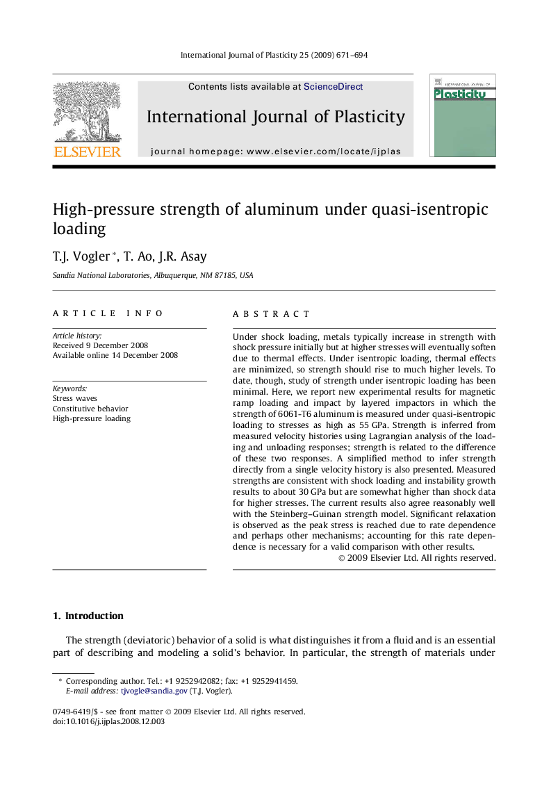 High-pressure strength of aluminum under quasi-isentropic loading