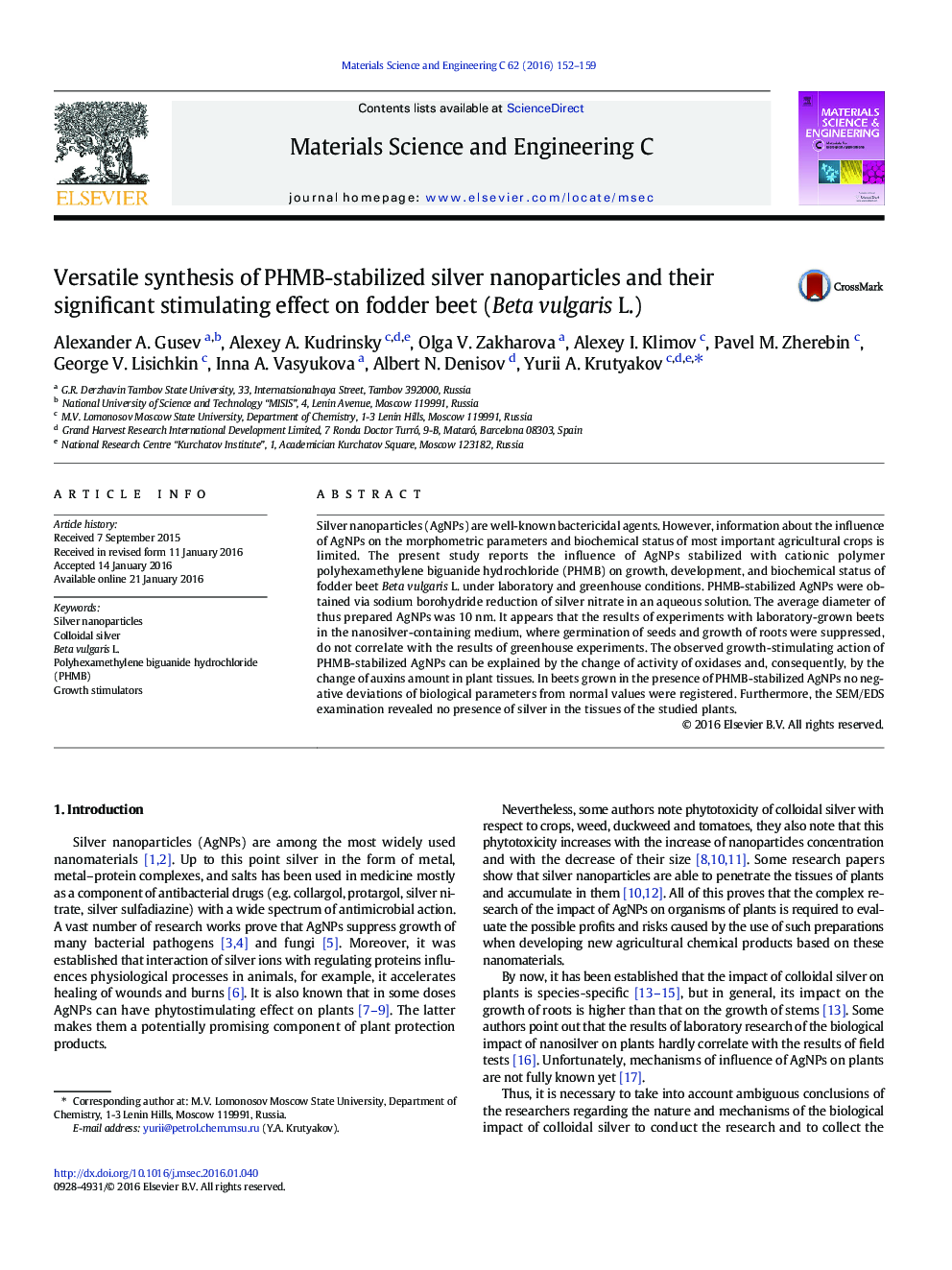 Versatile synthesis of PHMB-stabilized silver nanoparticles and their significant stimulating effect on fodder beet (Beta vulgaris L.)