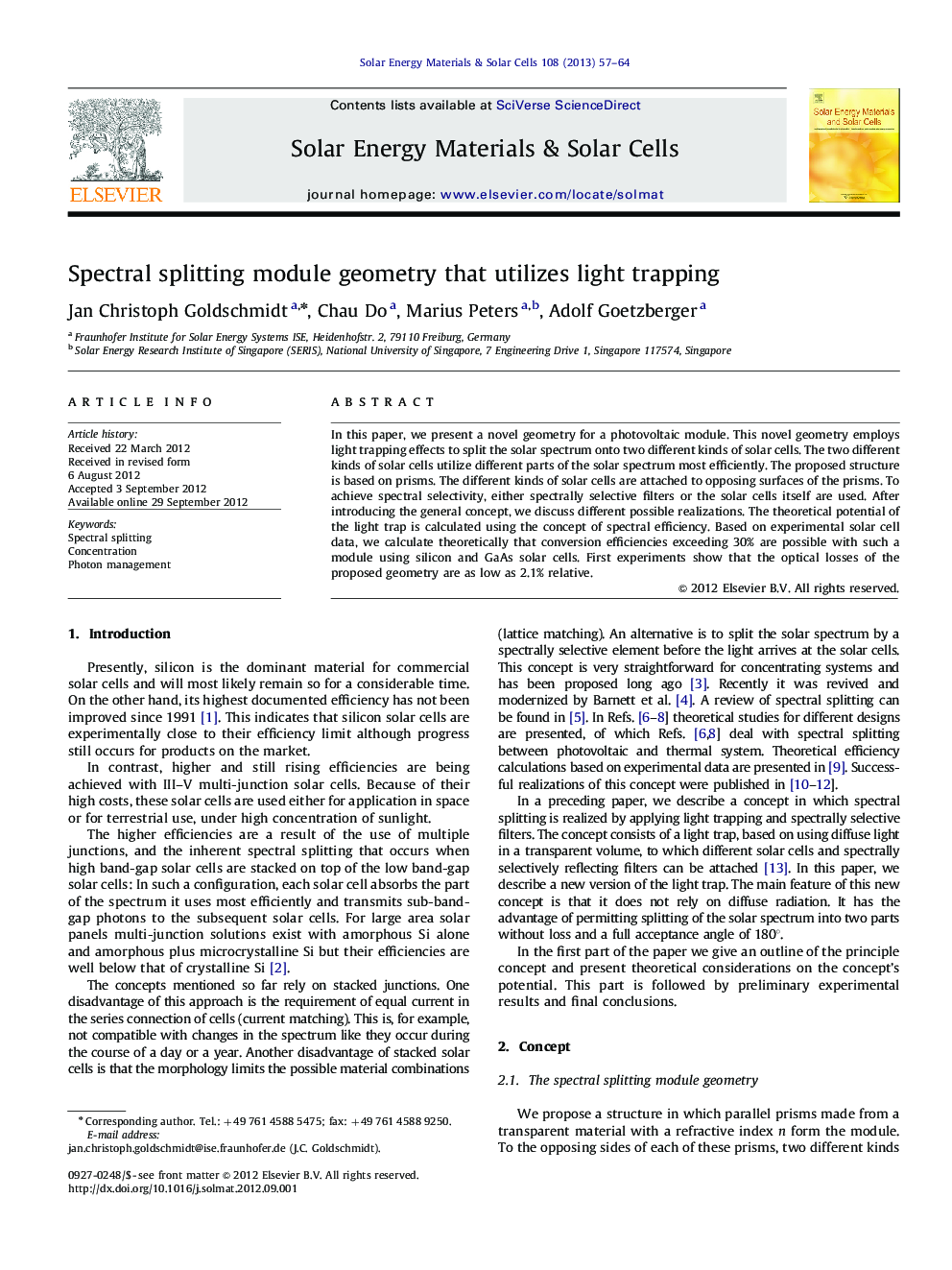 Spectral splitting module geometry that utilizes light trapping