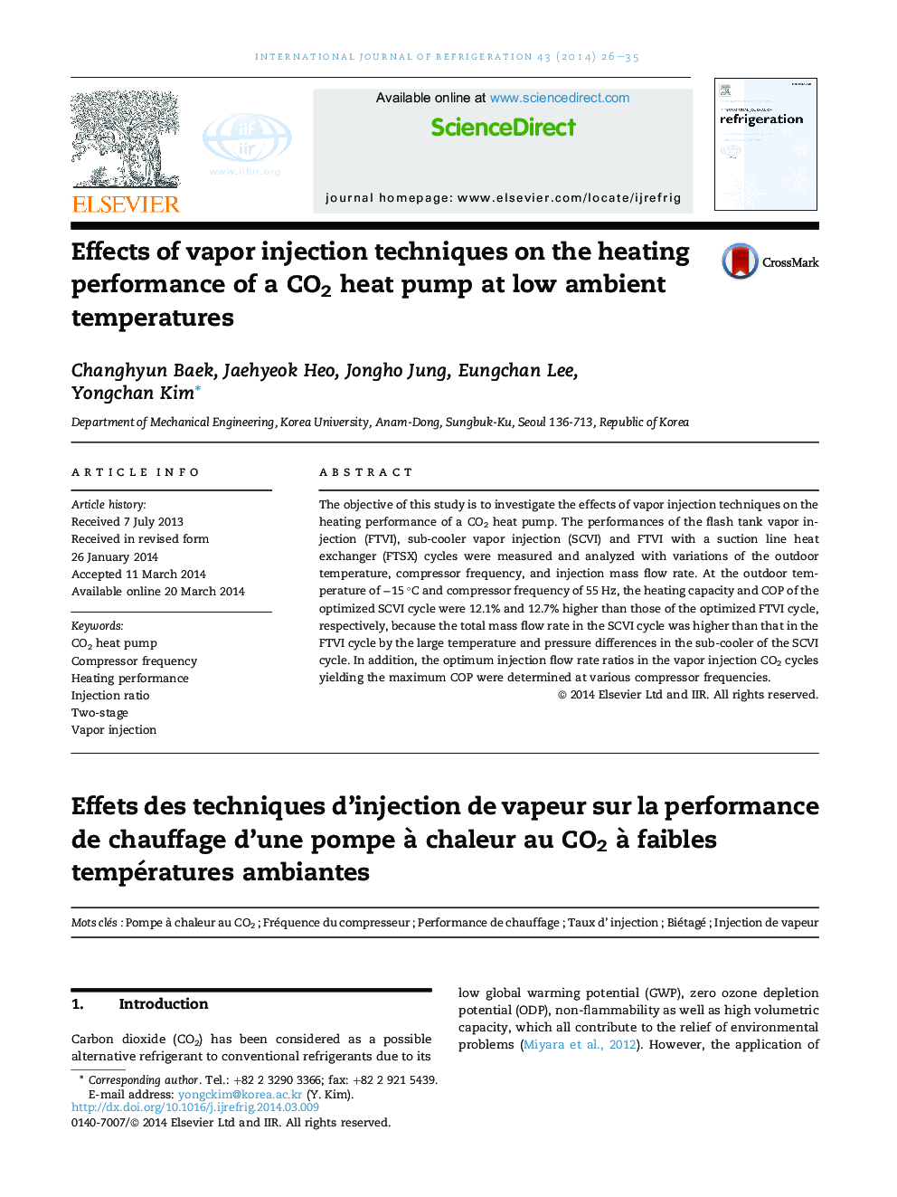 Effects of vapor injection techniques on the heating performance of a CO2 heat pump at low ambient temperatures