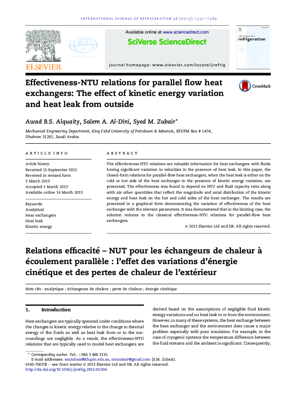 Effectiveness-NTU relations for parallel flow heat exchangers: The effect of kinetic energy variation and heat leak from outside