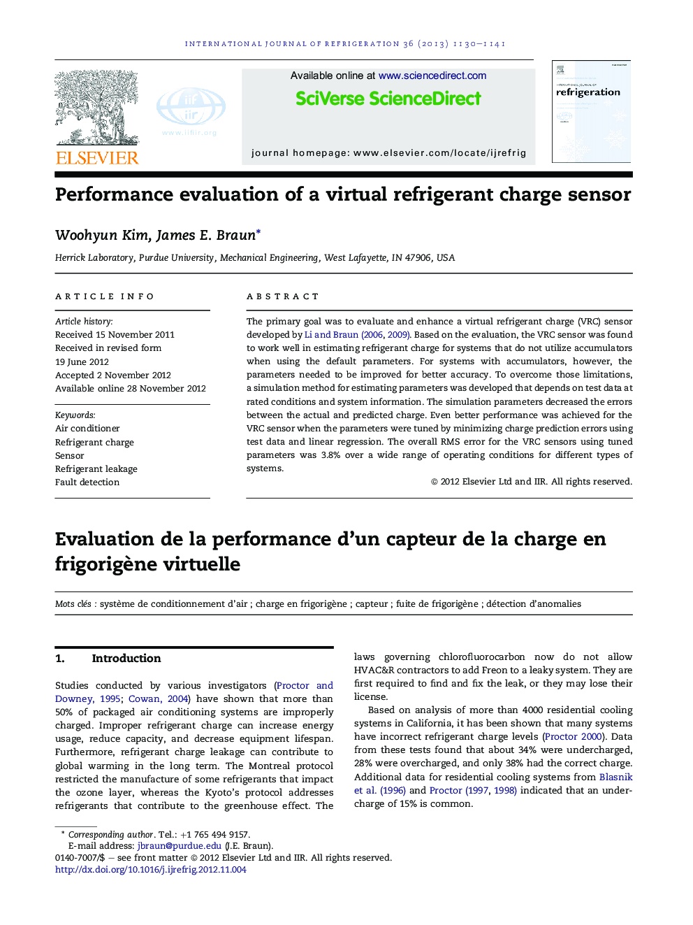 Performance evaluation of a virtual refrigerant charge sensor