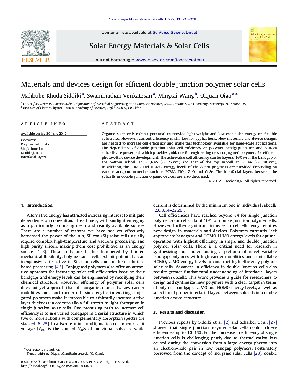 Materials and devices design for efficient double junction polymer solar cells