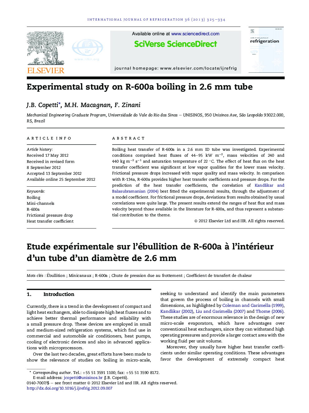 Experimental study on R-600a boiling in 2.6 mm tube