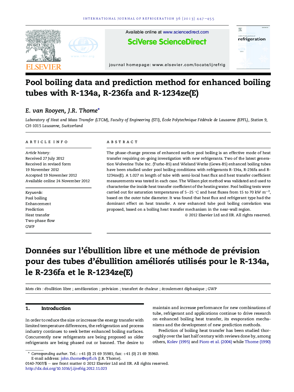 Pool boiling data and prediction method for enhanced boiling tubes with R-134a, R-236fa and R-1234ze(E)