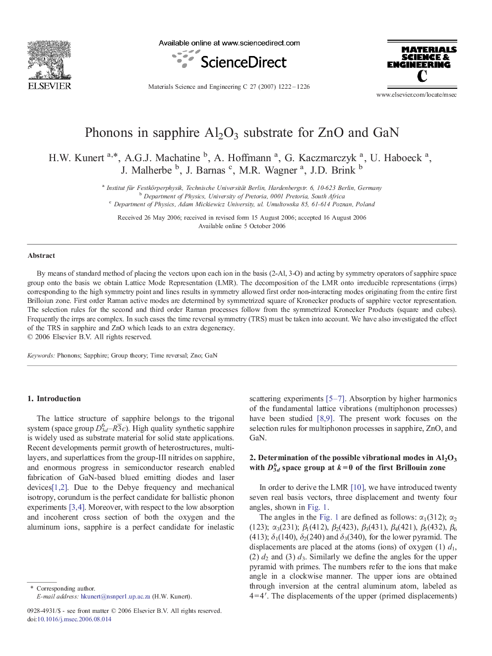 Phonons in sapphire Al2O3 substrate for ZnO and GaN