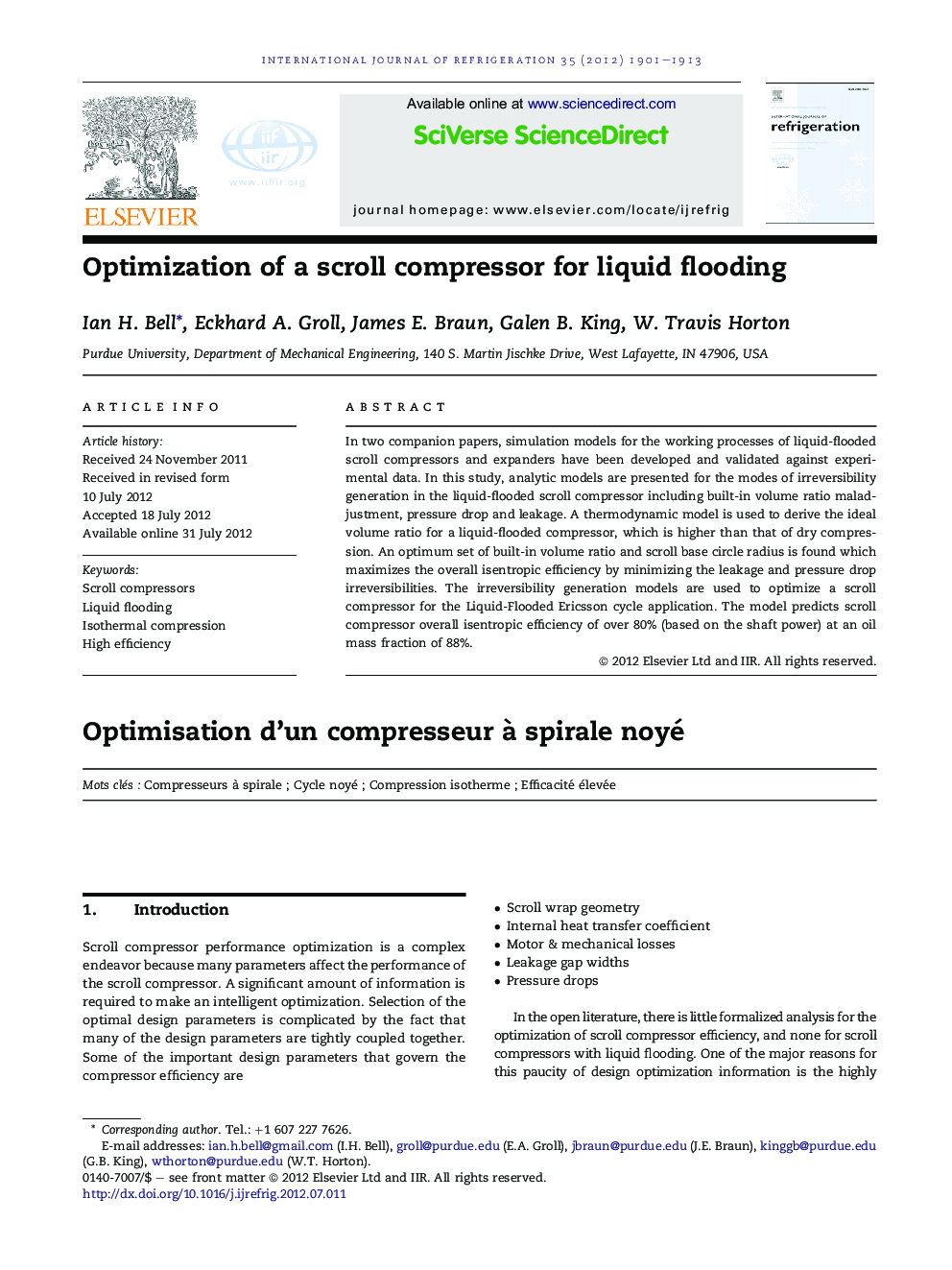 Optimization of a scroll compressor for liquid flooding