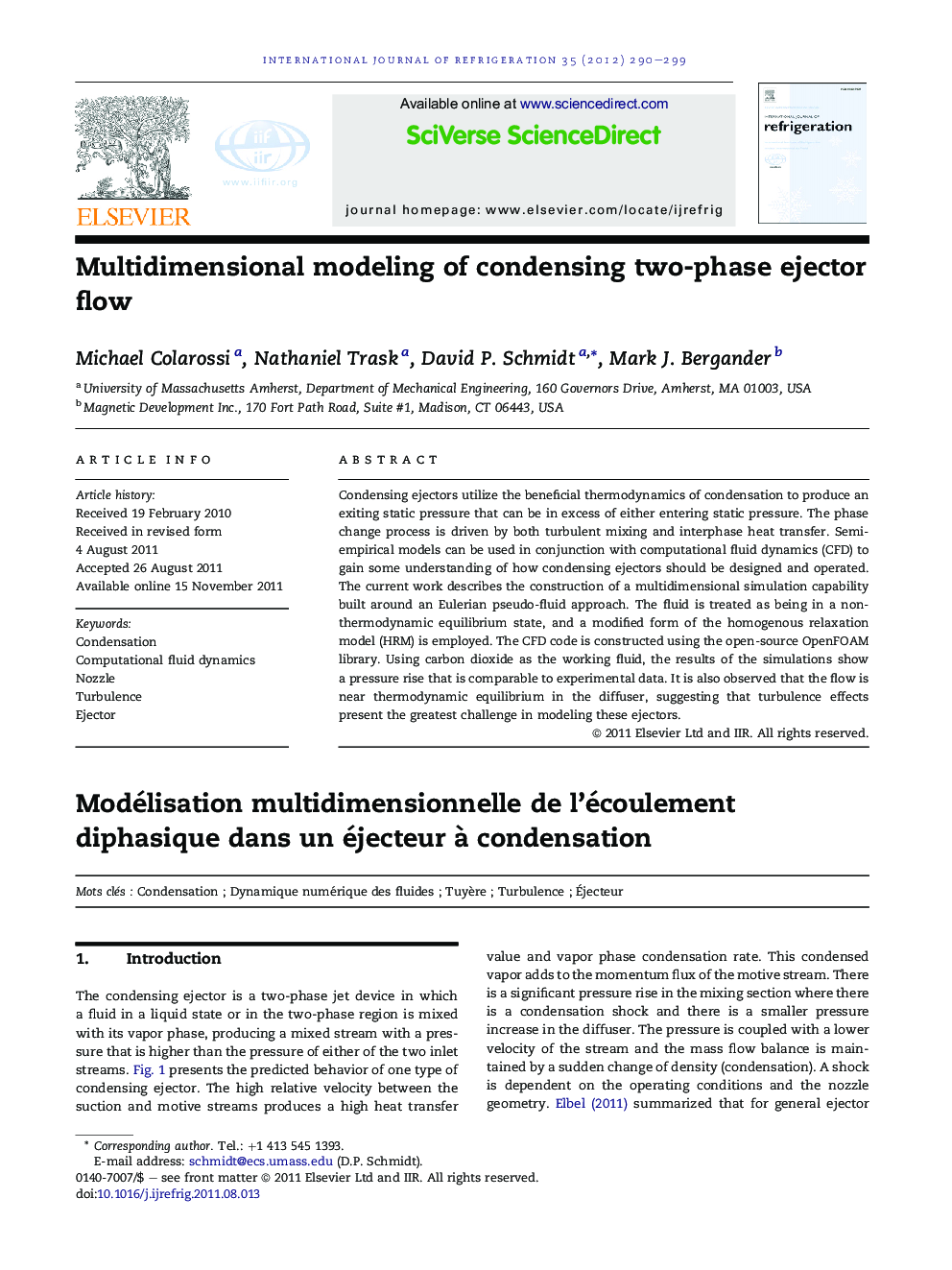 Multidimensional modeling of condensing two-phase ejector flow