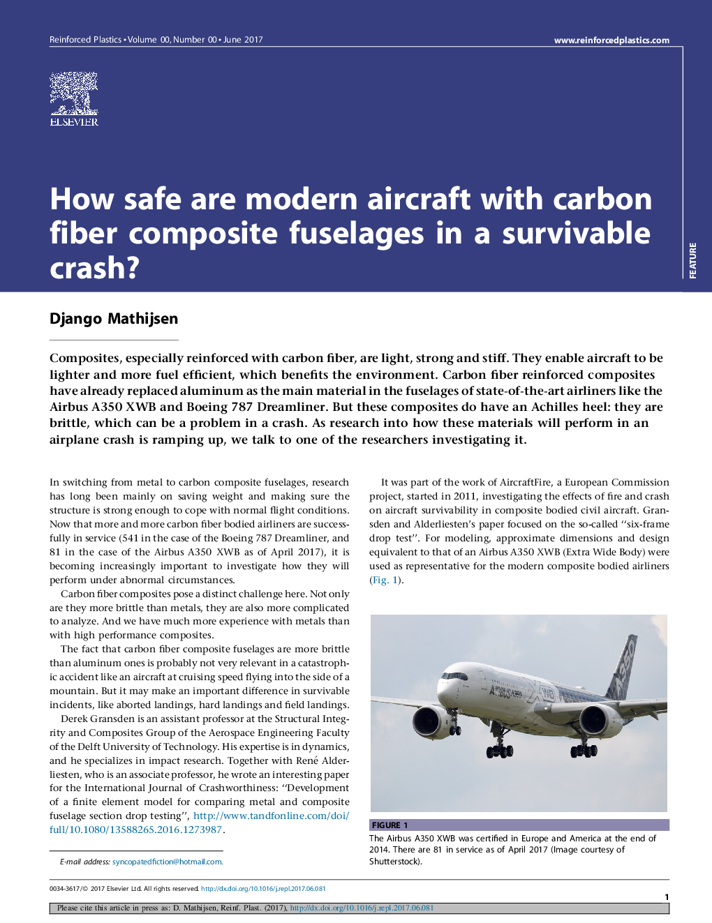 How safe are modern aircraft with carbon fiber composite fuselages in a survivable crash?