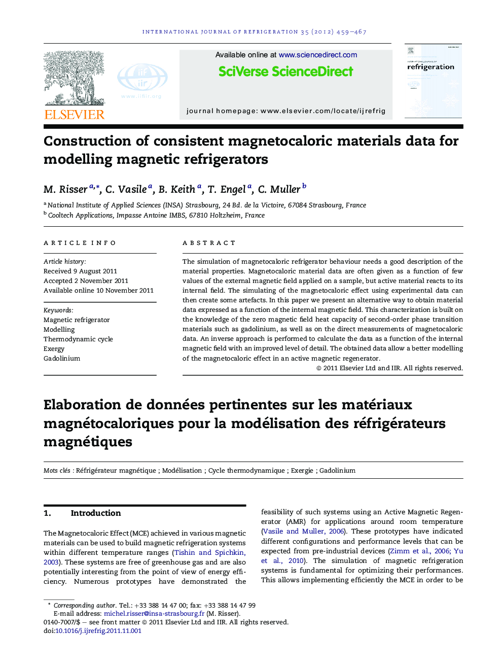 Construction of consistent magnetocaloric materials data for modelling magnetic refrigerators