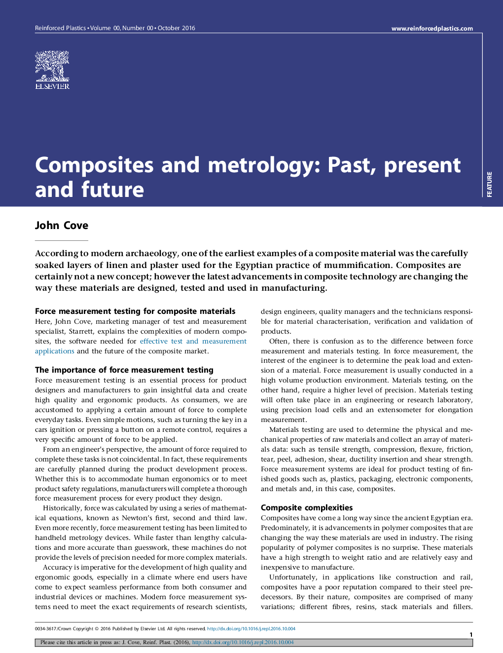 Composites and metrology: Past, present and future
