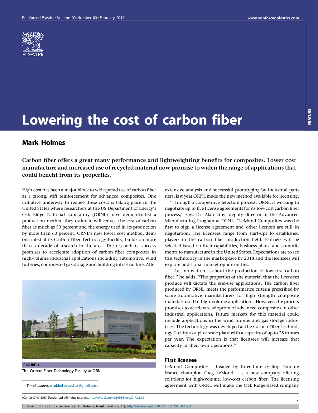 Lowering the cost of carbon fiber