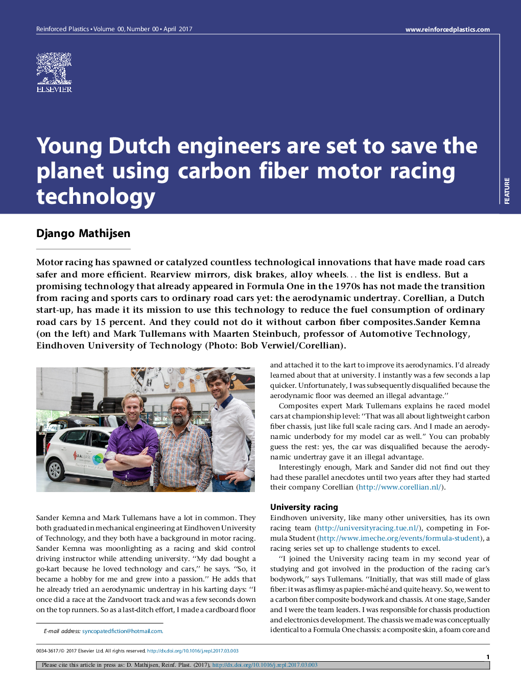 Young Dutch engineers are set to save the planet using carbon fiber motor racing technology