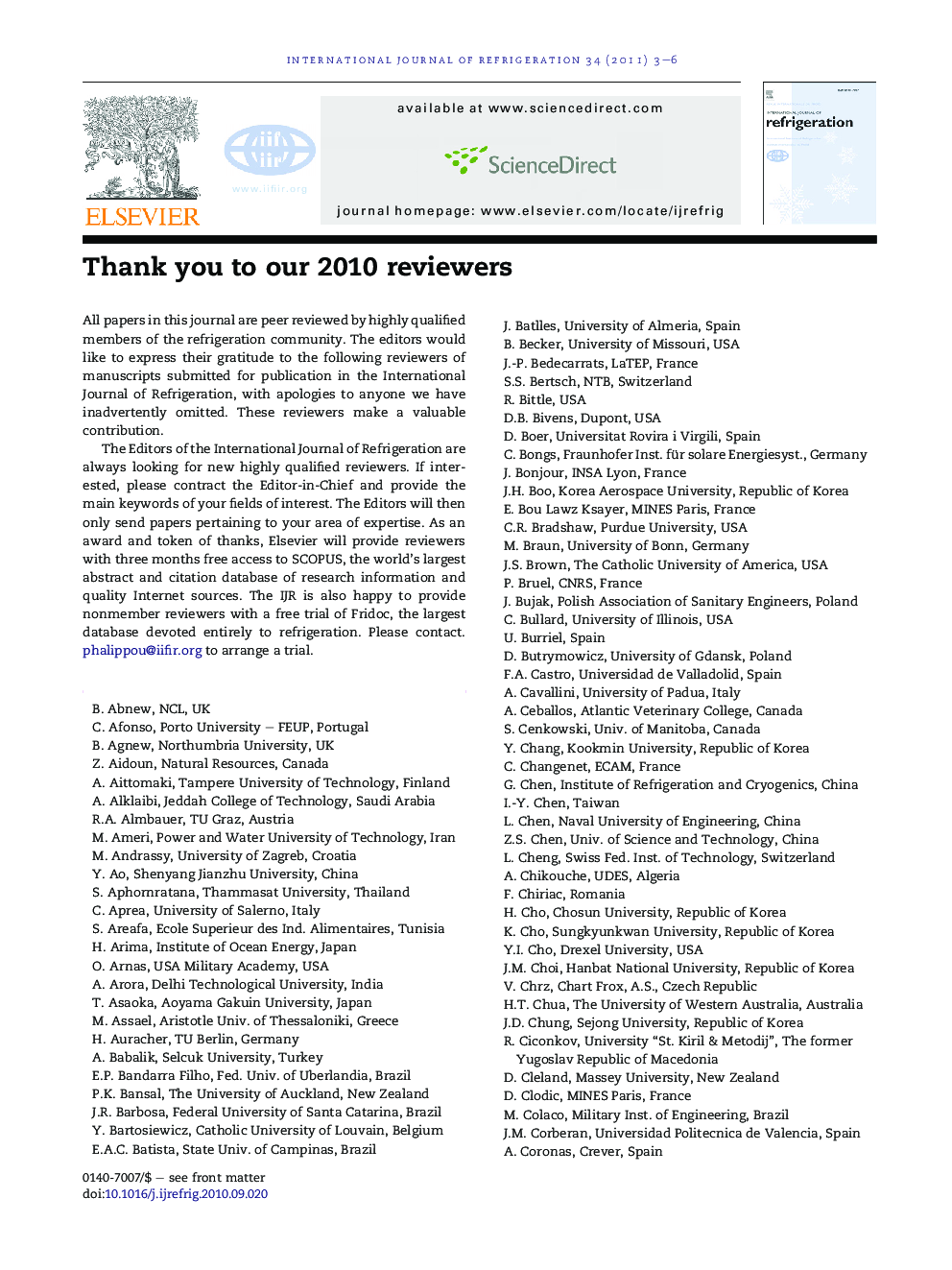 Thank you to our 2010 reviewers