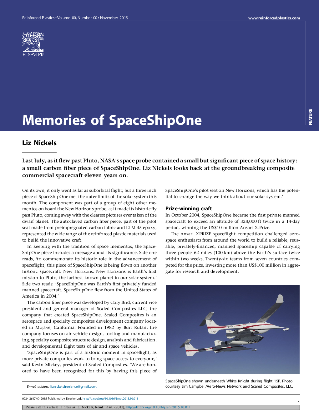 Memories of SpaceShipOne