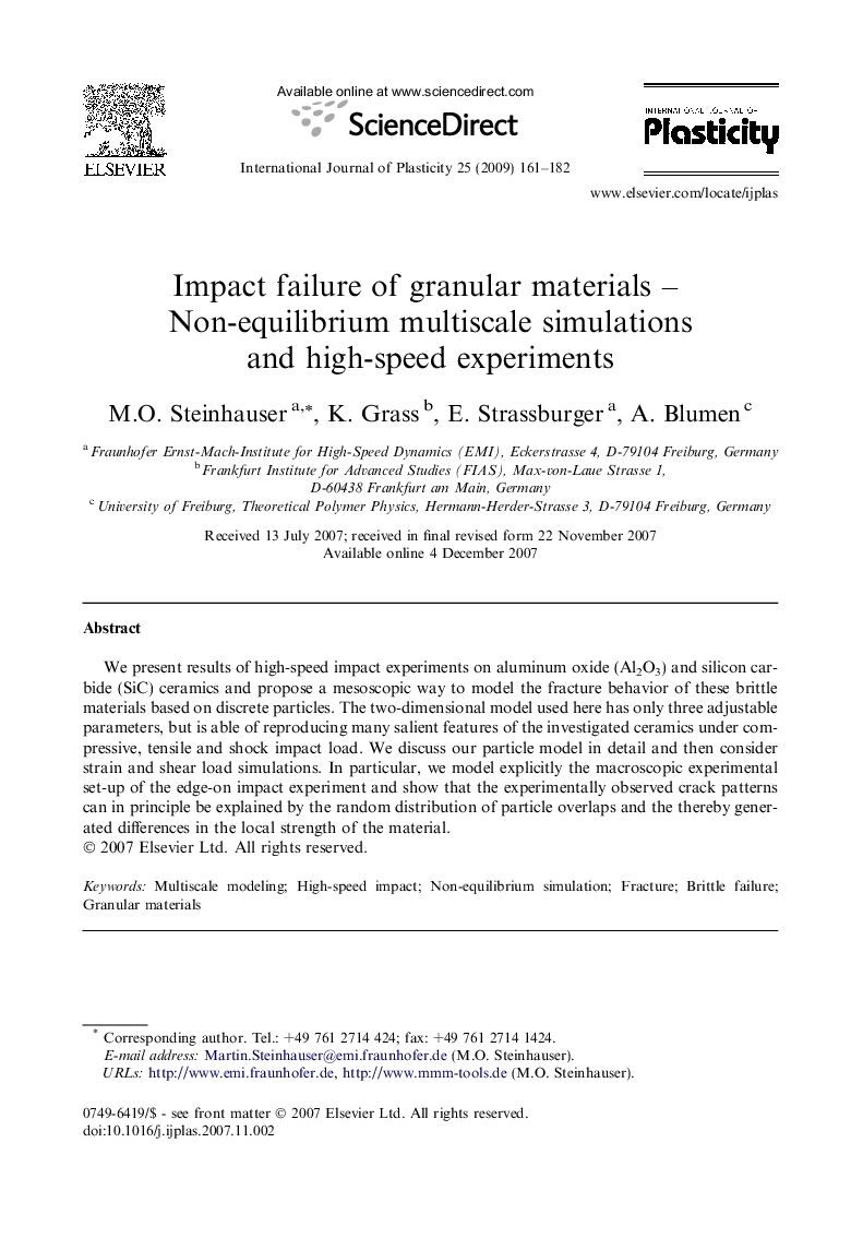 Impact failure of granular materials – Non-equilibrium multiscale simulations and high-speed experiments