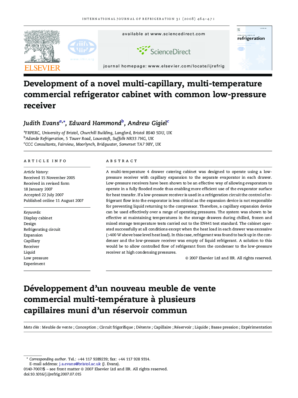 Development of a novel multi-capillary, multi-temperature commercial refrigerator cabinet with common low-pressure receiver