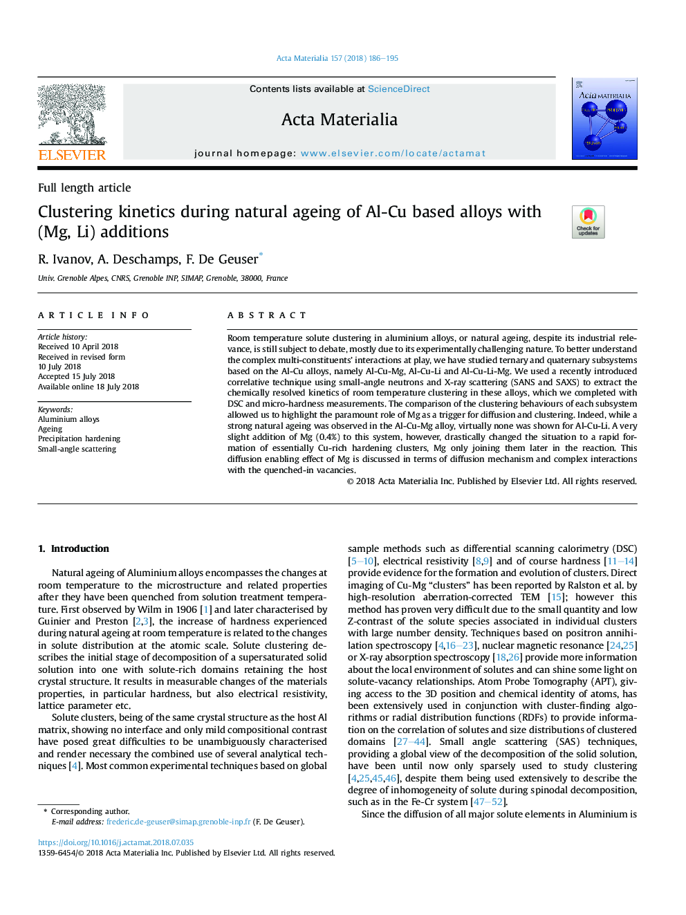 Clustering kinetics during natural ageing of Al-Cu based alloys with (Mg, Li) additions