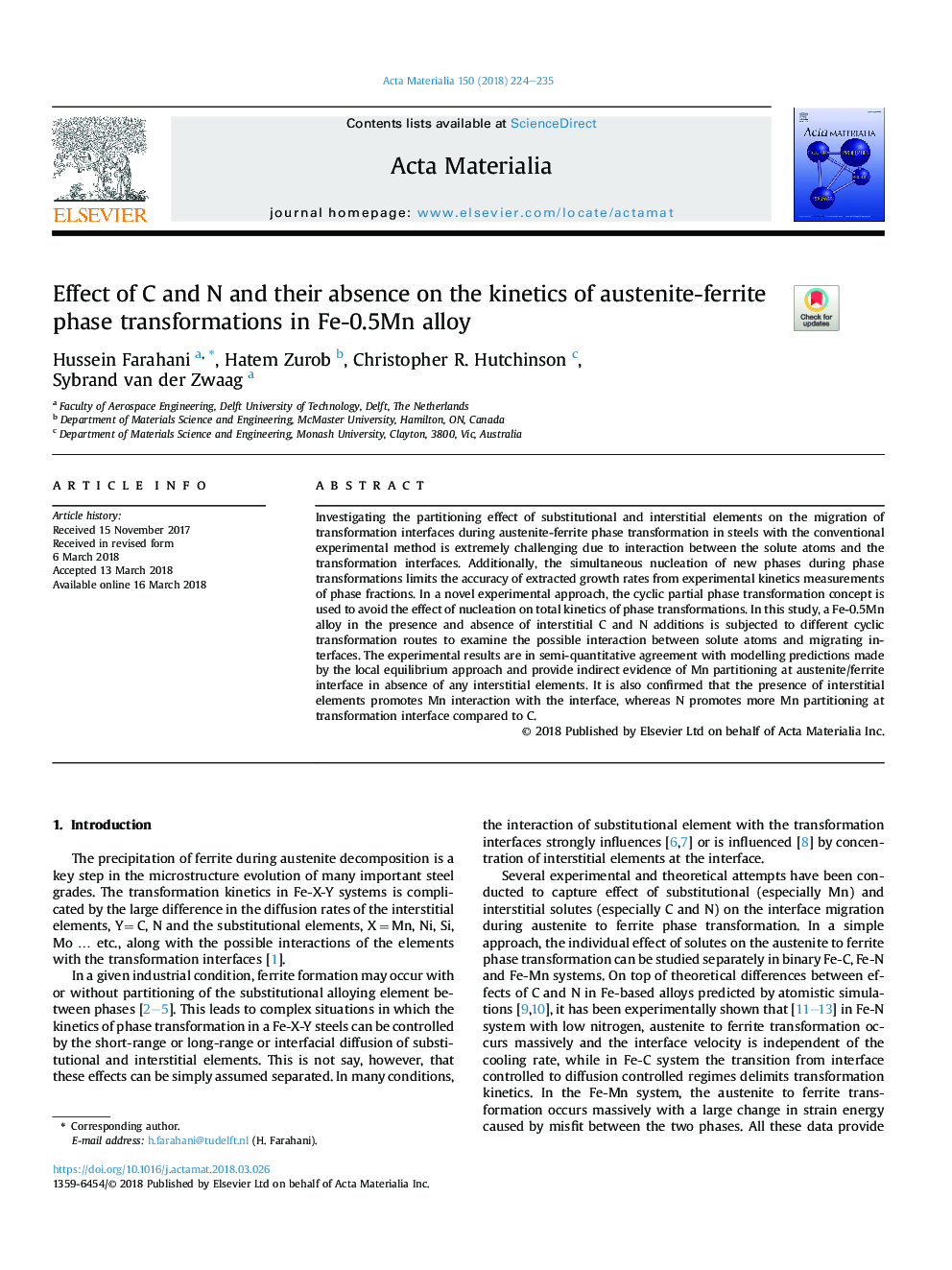 Effect of C and N and their absence on the kinetics of austenite-ferrite phase transformations in Fe-0.5Mn alloy