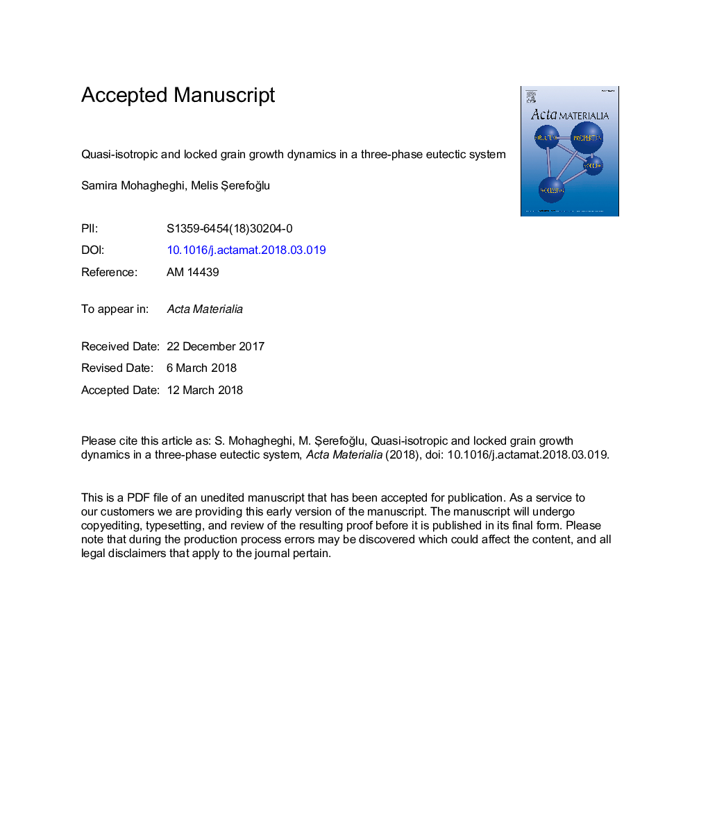 دینامیک رشد دانه ای شبه ایذروپیک و قفل شده در یک سیستم الکترومغناطیسی سه مرحله ای 