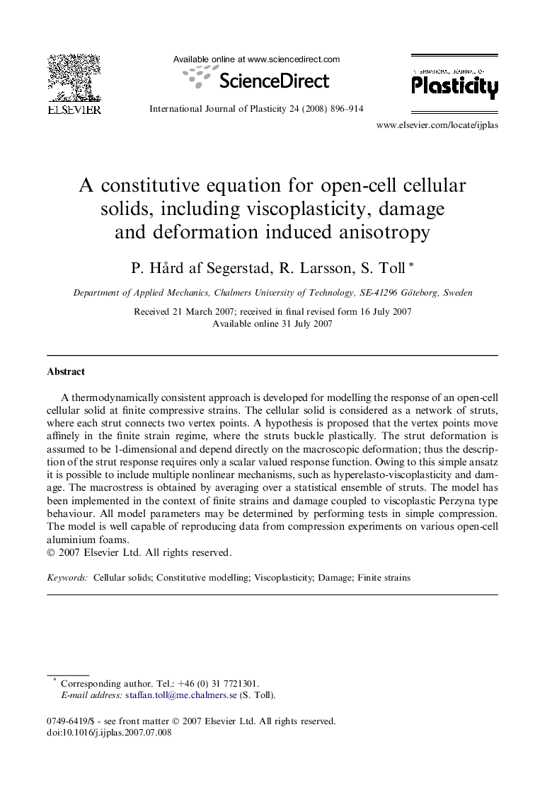 A constitutive equation for open-cell cellular solids, including viscoplasticity, damage and deformation induced anisotropy