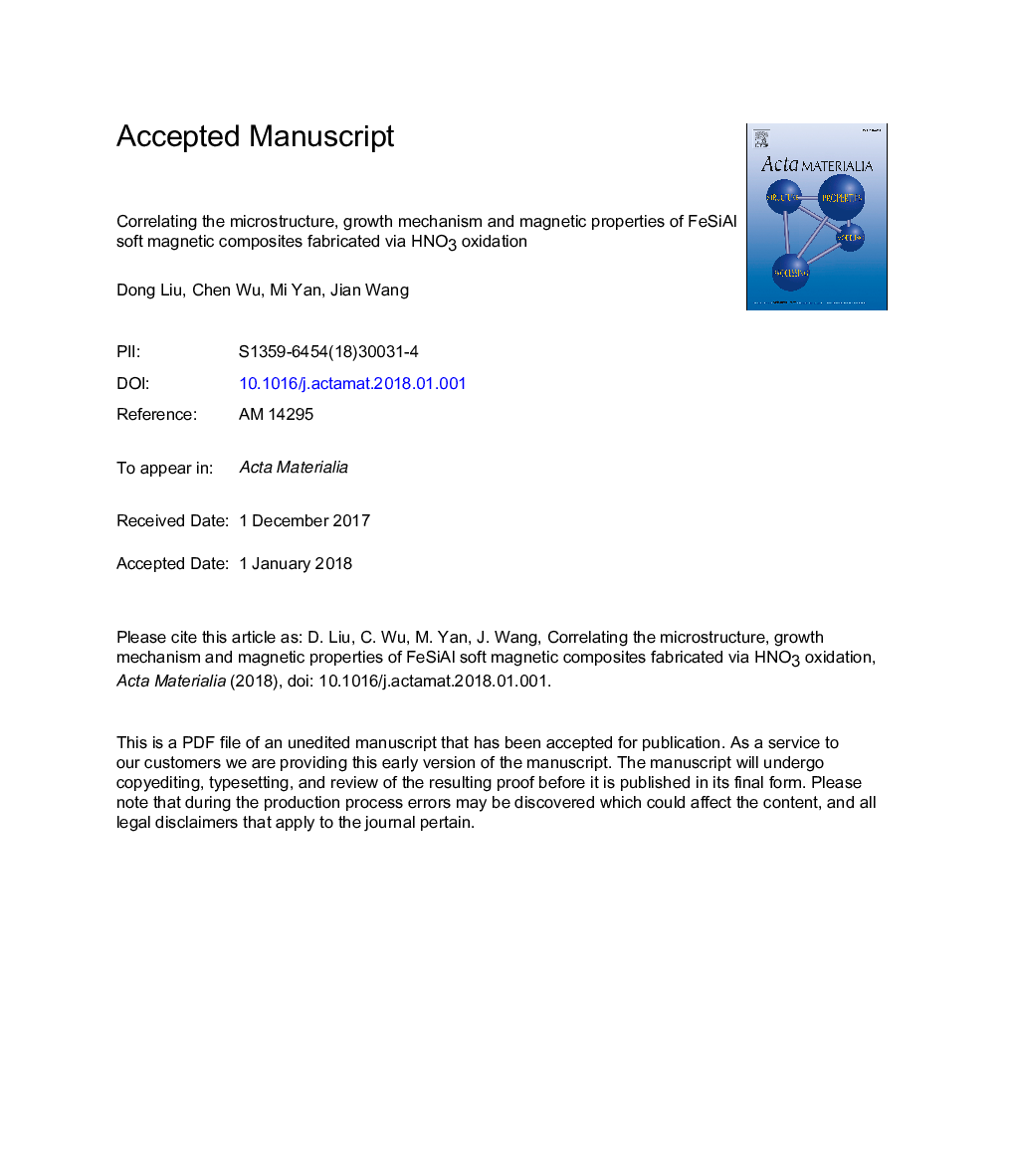 Correlating the microstructure, growth mechanism and magnetic properties of FeSiAl soft magnetic composites fabricated via HNO3 oxidation