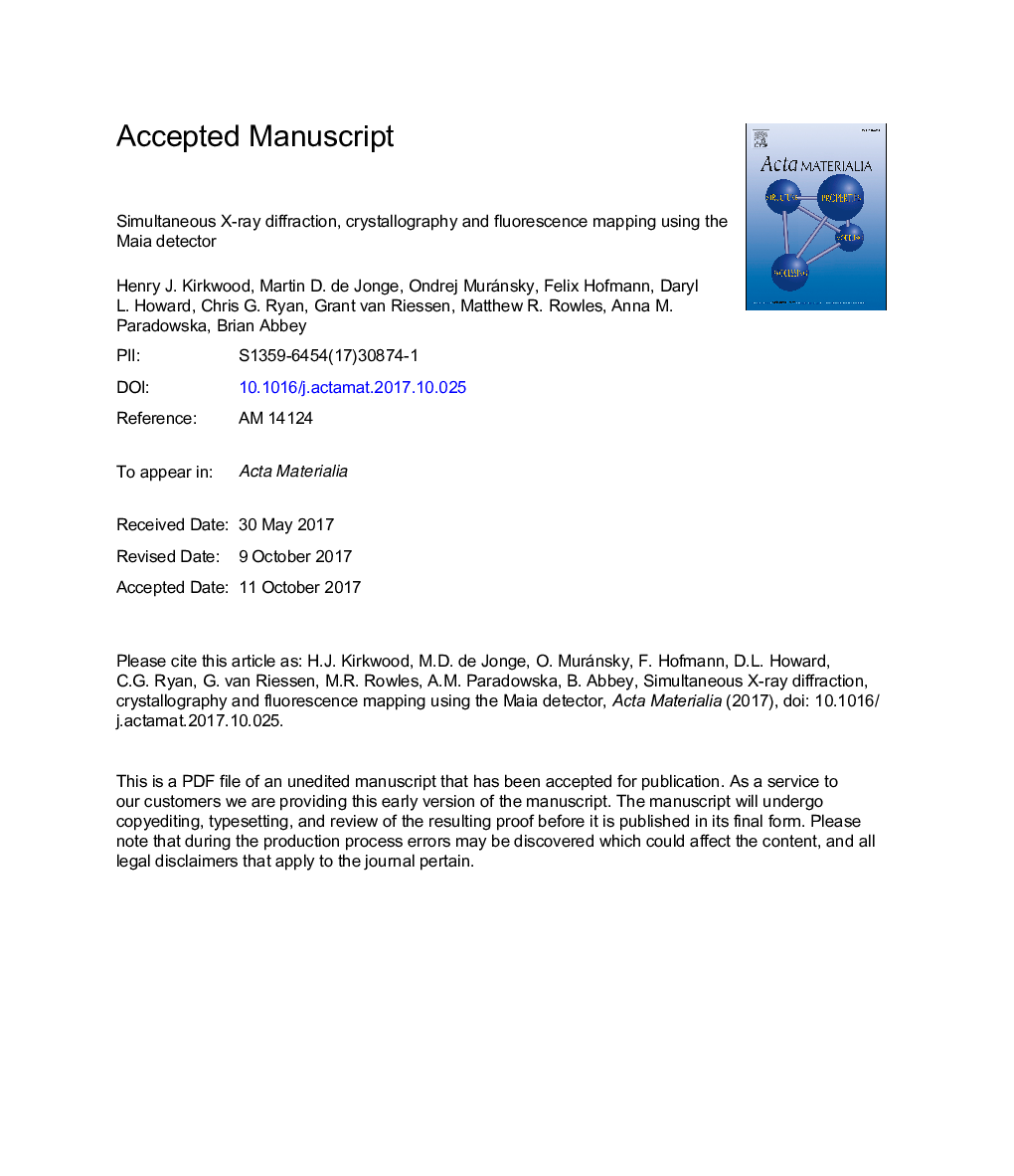 Simultaneous X-ray diffraction, crystallography and fluorescence mapping using the Maia detector