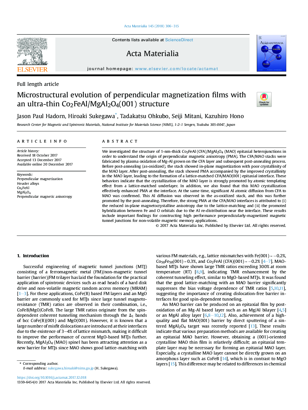 Microstructural evolution of perpendicular magnetization films with an ultra-thin Co2FeAl/MgAl2O4(001) structure