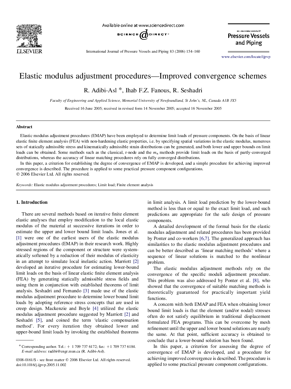 Elastic modulus adjustment procedures—Improved convergence schemes