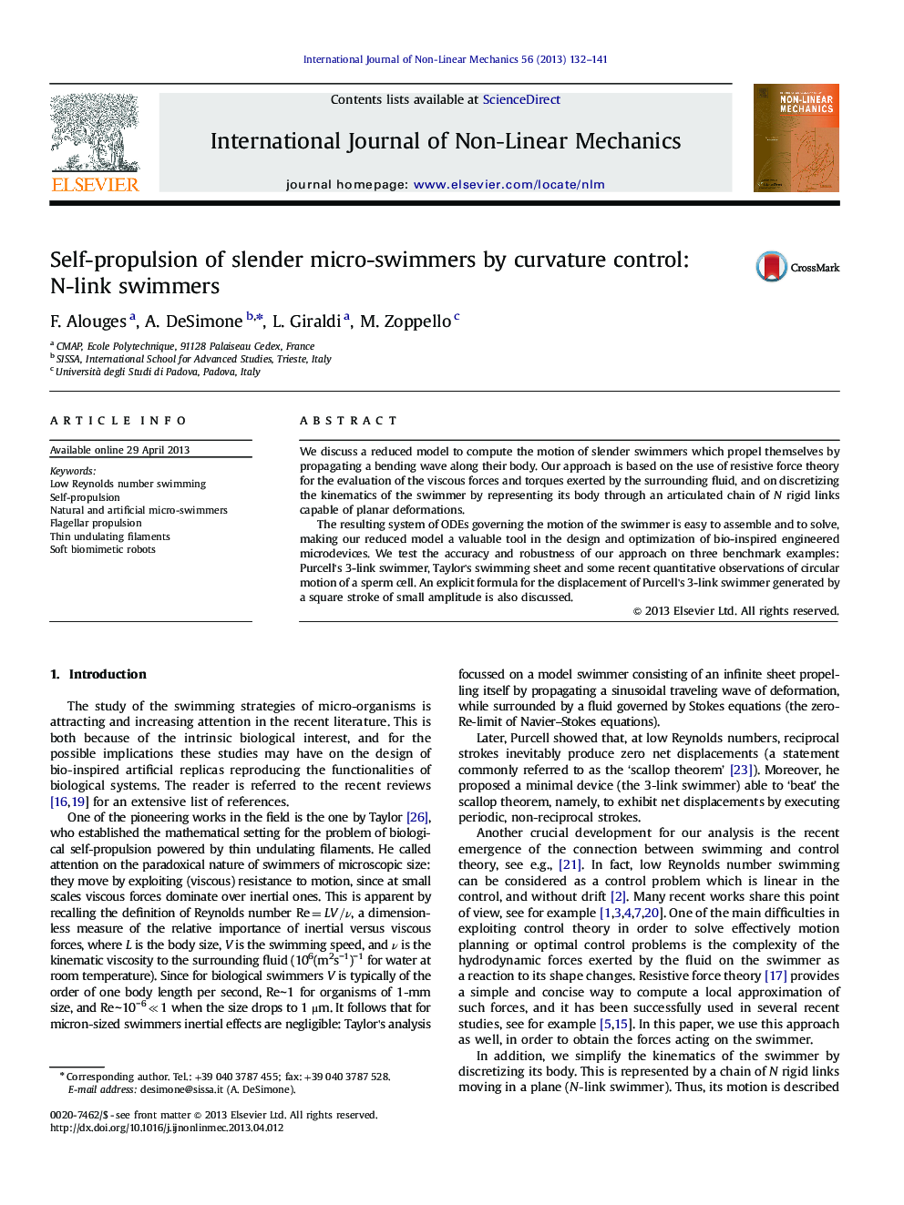 Self-propulsion of slender micro-swimmers by curvature control: N-link swimmers