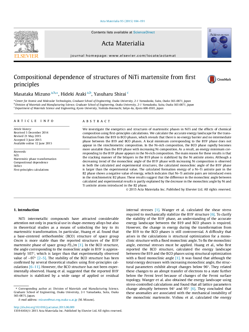 Compositional dependence of structures of NiTi martensite from first principles