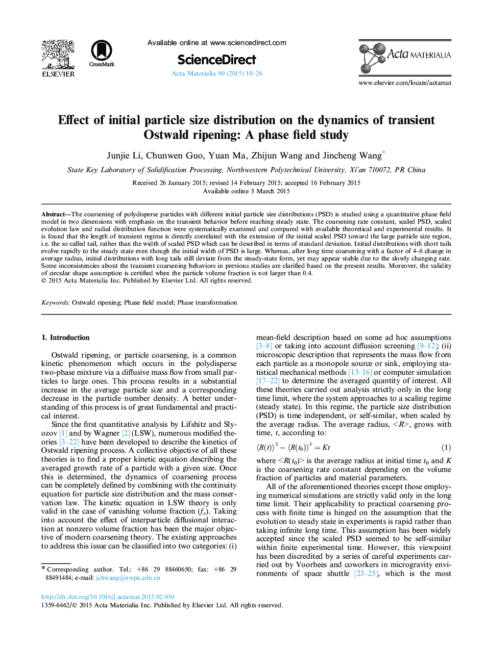 Effect of initial particle size distribution on the dynamics of transient Ostwald ripening: A phase field study