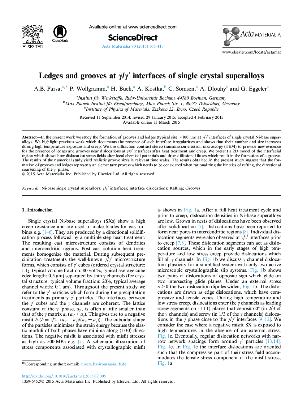 Ledges and grooves at Î³/Î³â² interfaces of single crystal superalloys