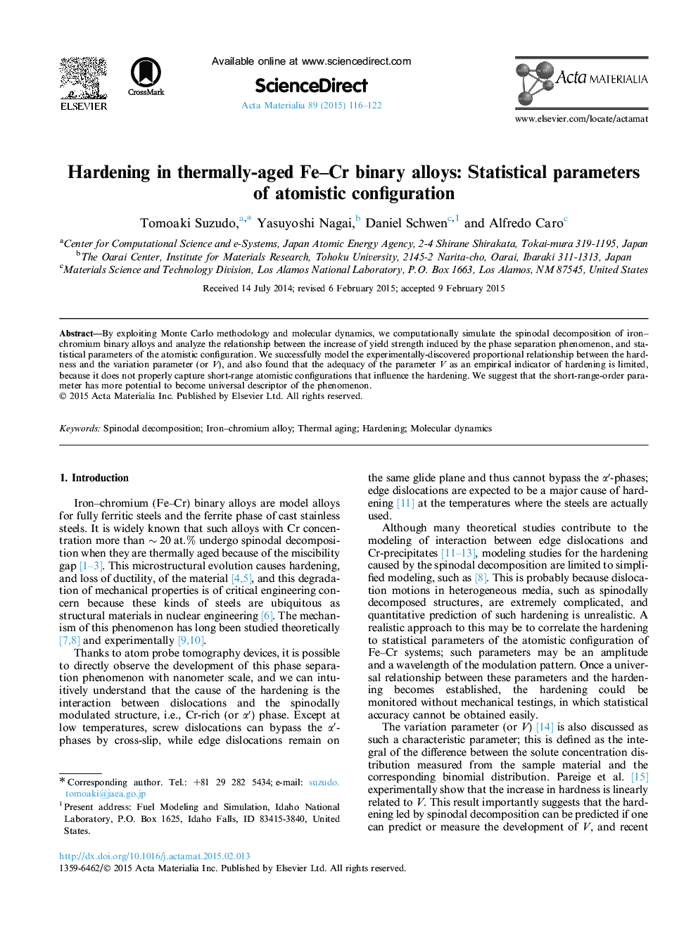 Hardening in thermally-aged Fe-Cr binary alloys: Statistical parameters of atomistic configuration