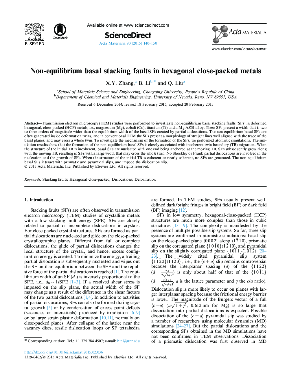 Non-equilibrium basal stacking faults in hexagonal close-packed metals