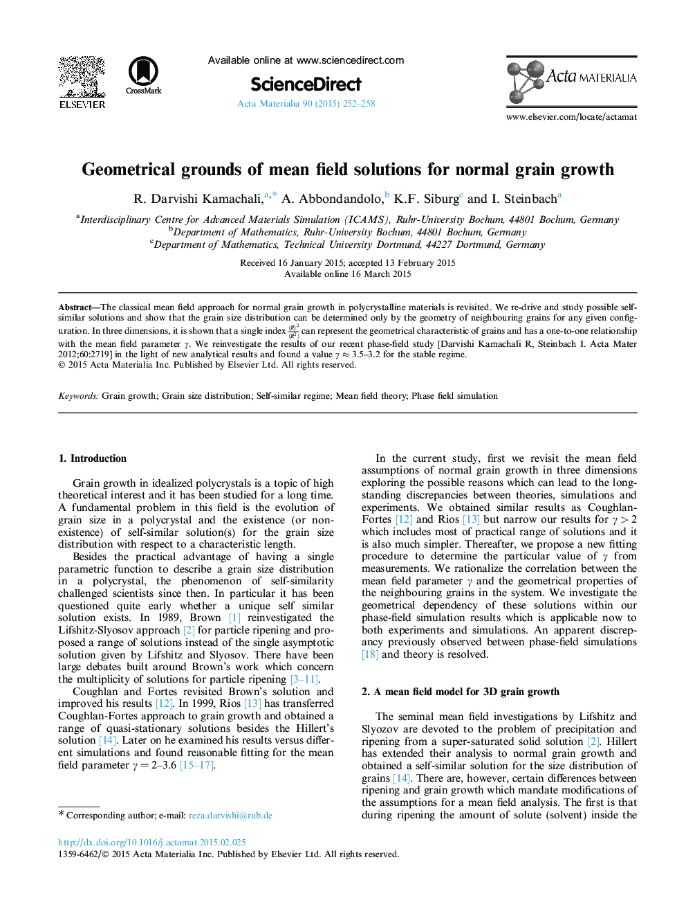 Geometrical grounds of mean field solutions for normal grain growth